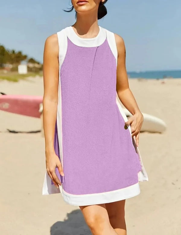 Damklänning – Miniklänning – Avslappnad Passform – Sportig Hals – Fickor