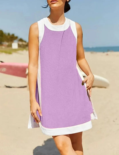 Damklänning – Miniklänning – Avslappnad Passform – Sportig Hals – Fickor