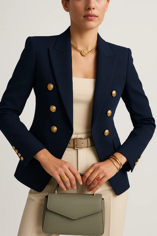 Dam Blazer – Skräddarsydd Passform – Ullmix – Dubbelsiffrig – Peak Slag – Formell Stil
