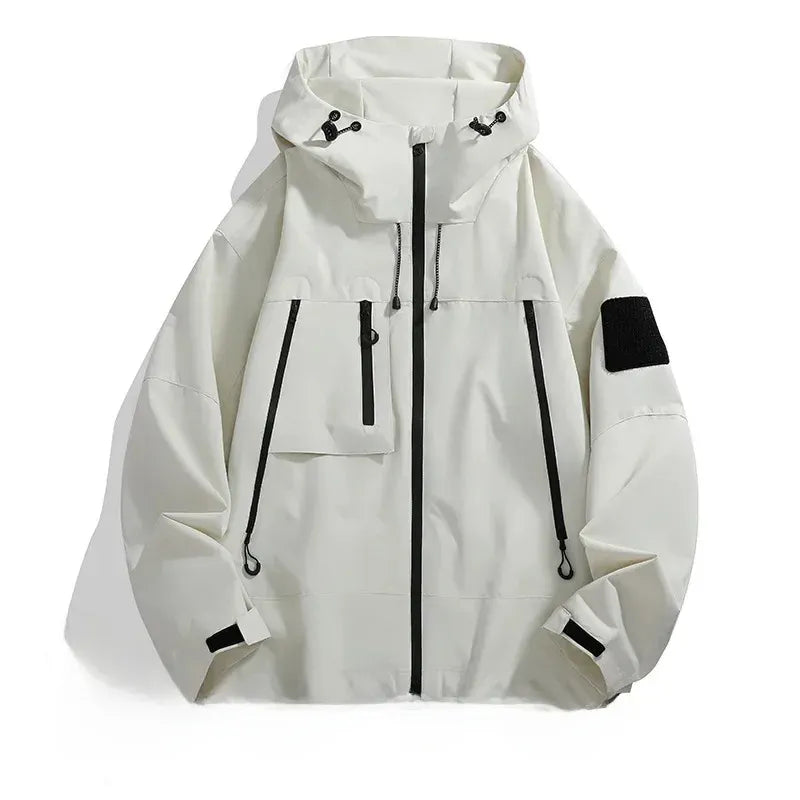 Herrjacka – Avslappnad Oversized Passform – Vindavvisande – Huva och Flera Fickor