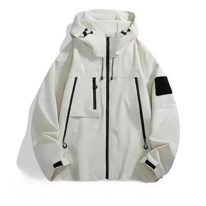 Herrjacka – Avslappnad Oversized Passform – Vindavvisande – Huva och Flera Fickor