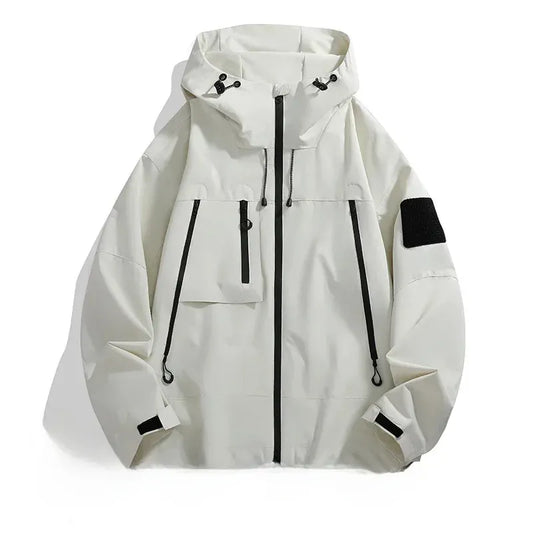 Herrjacka – Avslappnad Oversized Passform – Vindavvisande – Huva och Flera Fickor