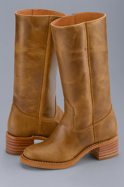 Damstövlar – Knähöga i läder – Blockklack – Skräddarsydd vristpassform