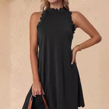 Damklänning – A-linjemodell – Ärmlös – Bomull – Skalpkanter – Kort längd