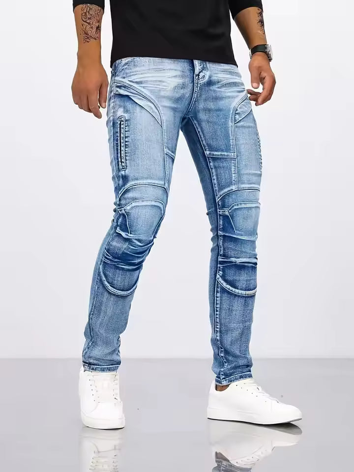 Herr MC-jeans – Slim fit – Stretchdenim – Förstärkta knän – Bensficka med dragkedja