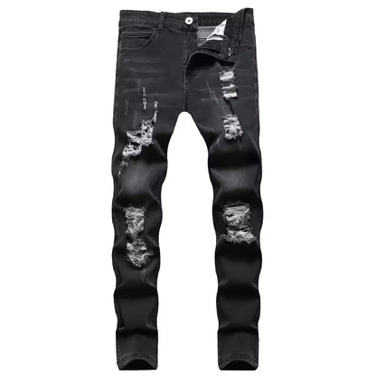 Herrjeans – Slim Fit – Distressad Denim – Ankellängd – Dragkedjegylf Casualstyle