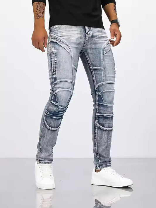 Herr MC-jeans – Slim fit – Stretchdenim – Förstärkta knän – Bensficka med dragkedja