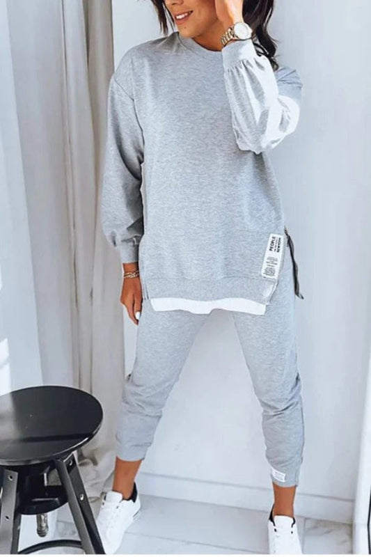 Dam Lounge Set – Oversize Tröja – Taperade Joggers – Mjuk Bomullsblandning