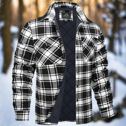 Herrskjortjacka – Flanell med quiltat foder – Avslappnad passform – Tryckknappar – Bröstfickor