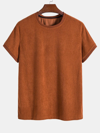 Unisex T-shirt - Finribbad Bomull - Rundhals - Kortärmad - Avslappnad Passform