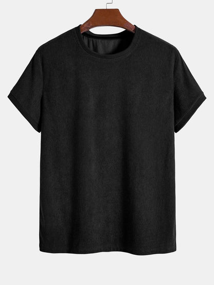 Unisex T-shirt - Finribbad Bomull - Rundhals - Kortärmad - Avslappnad Passform