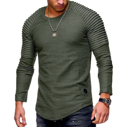 Herr Tröja - Slim Fit - Långärmad Med Rund Hals - Stilren och Modern Design