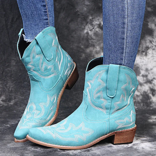 Dam westernstil – broderade cowboystövlar