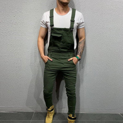 Herr hängselbyxa - Justerbara axelband - Slim Fit - Flera Fickor - Bekvämt & Slitstarkt