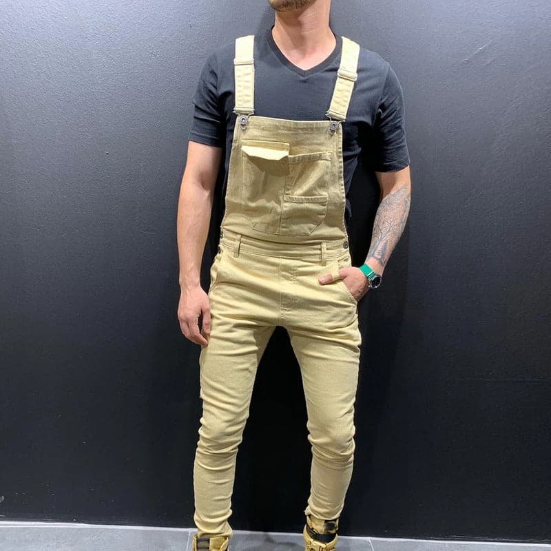 Herr hängselbyxa - Justerbara axelband - Slim Fit - Flera Fickor - Bekvämt & Slitstarkt