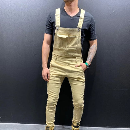 Herr hängselbyxa - Justerbara axelband - Slim Fit - Flera Fickor - Bekvämt & Slitstarkt