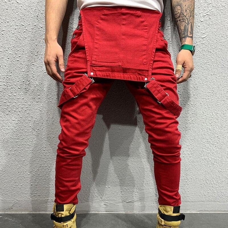 Herr hängselbyxa - Justerbara axelband - Slim Fit - Flera Fickor - Bekvämt & Slitstarkt