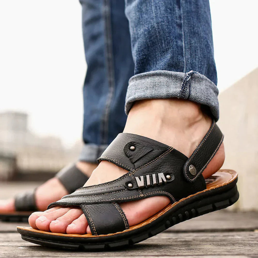Herrsandaler - Ergonomisk Komfort - Justerbara Remmar - Halkfri Sula