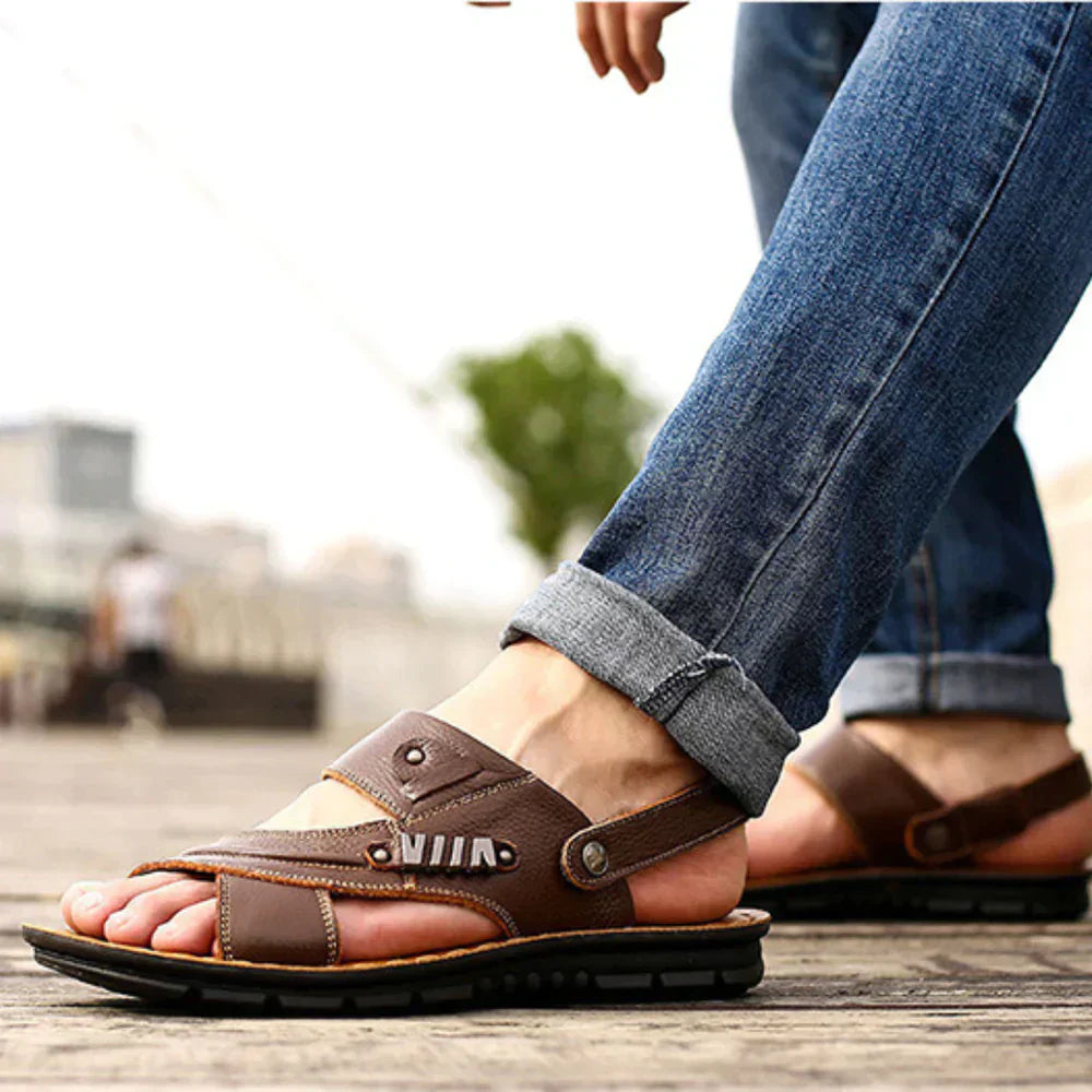 Herrsandaler - Ergonomisk Komfort - Justerbara Remmar - Halkfri Sula