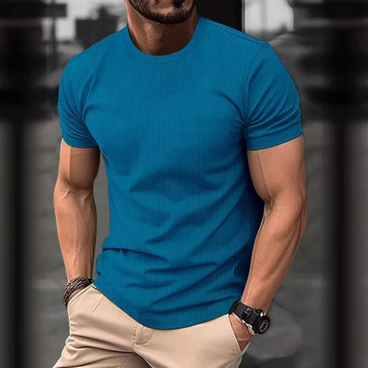 Herr T-shirt – Slim Fit – Kort ärm – Andningsbar stretch – Minimalistisk stil
