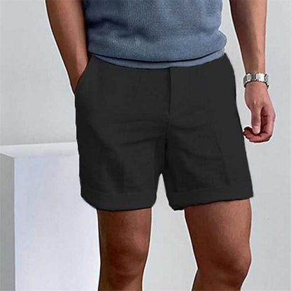 Herrshorts – Linne – Avslappnad Passform – Uppvikta Benslut – Andningsbara