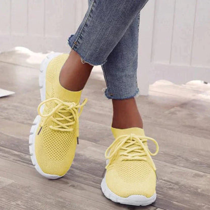 Dam Sneakers - Andningsbar Stickad Ovandel - Snörning - Lättvikt och Greppvänlig