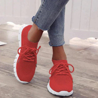 Dam Sneakers - Andningsbar Stickad Ovandel - Snörning - Lättvikt och Greppvänlig