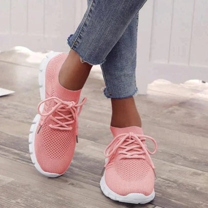 Dam Sneakers - Andningsbar Stickad Ovandel - Snörning - Lättvikt och Greppvänlig