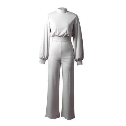 Dam Jumpsuit - Vida Ben - Högt Halslinne - Långa Klockärmar - Elegant & Chic