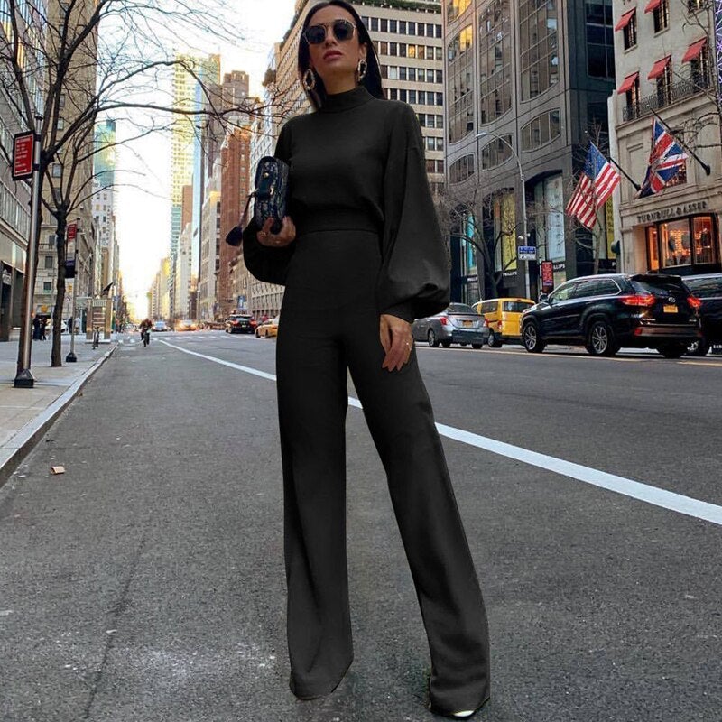 Dam Jumpsuit - Vida Ben - Högt Halslinne - Långa Klockärmar - Elegant & Chic