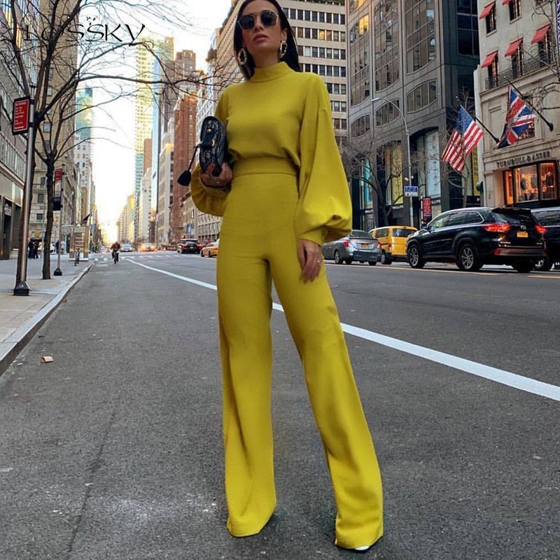 Dam Jumpsuit - Vida Ben - Högt Halslinne - Långa Klockärmar - Elegant & Chic