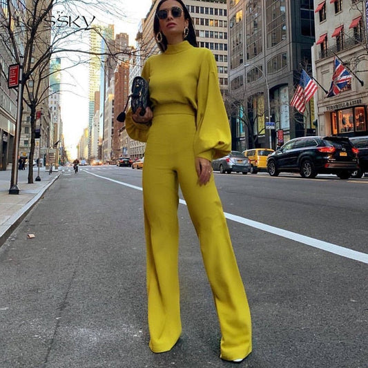 Dam Jumpsuit - Vida Ben - Högt Halslinne - Långa Klockärmar - Elegant & Chic