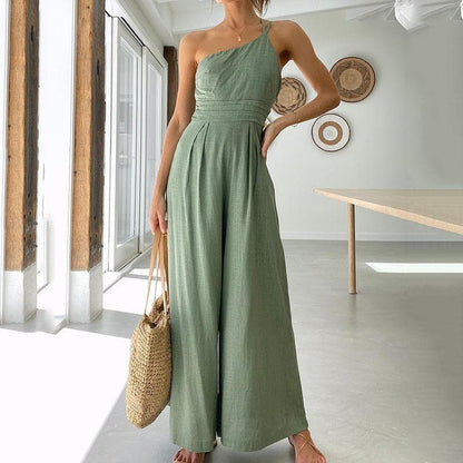 Damt jumpsuit - Vida Ben - One Shoulder - Ärm lös - Elegant och Bekväm Passform