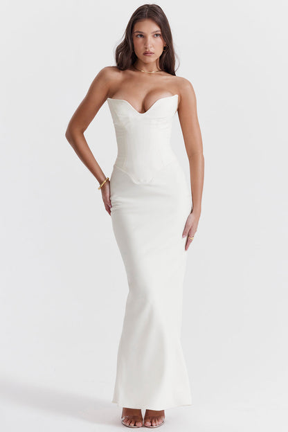 Damklänning – Korsettmodell – Figursydd – Axelbandslös – Lång – Satinkänsla