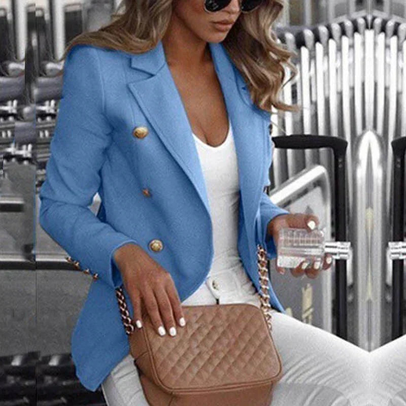 Damkavaj – Skräddarsydd Passform – Ull – Dubbeknäppt – Guldknappar