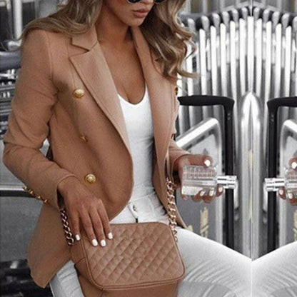 Damkavaj – Skräddarsydd Passform – Ull – Dubbeknäppt – Guldknappar