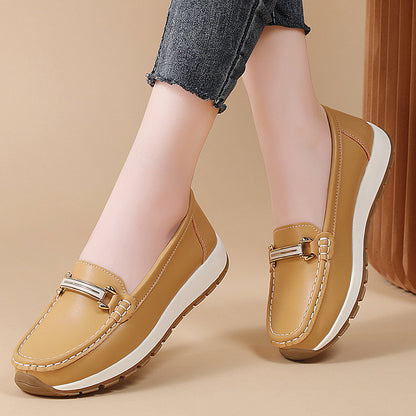 Damloafers - Slip-On - Låg klack - Metalldetalj - Komfortskor för vardagsbruk