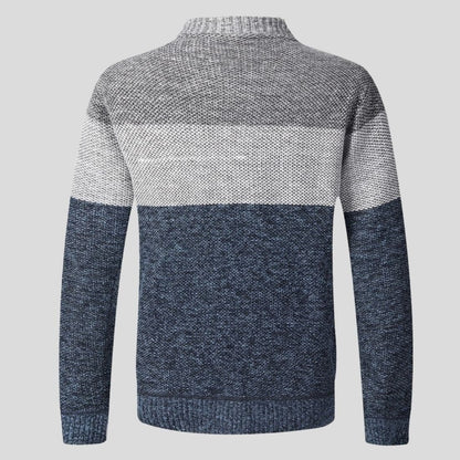 Herr Kofta - Stickad Design - Dragkedja - Ribbad Krage - Bekväm och Varm