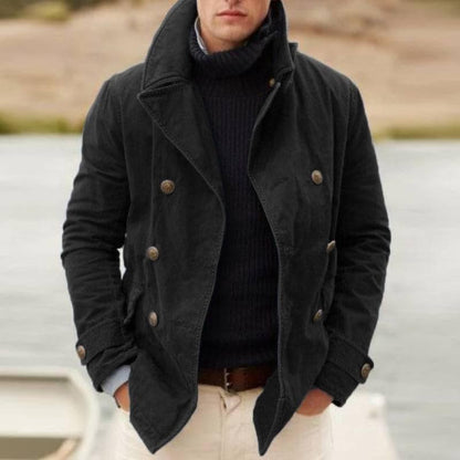 Herr Peacoat - Dubbelknäppt Ullrock - Klassisk Skärning - Stilren och Varm