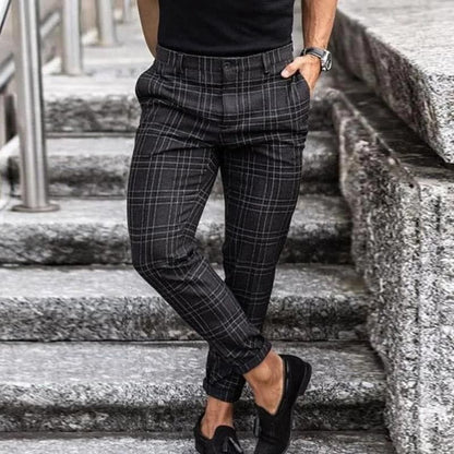 Herrbyxor - Slim Fit - Klassisk Rutmönstrad - Stilrena och Mångsidiga