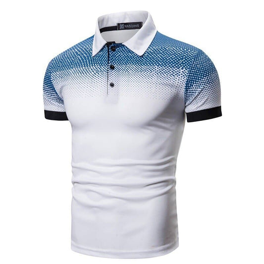 Herr Pikétröja - Slim Fit - Kort Ärmdesign - Modern Gradient Mönster