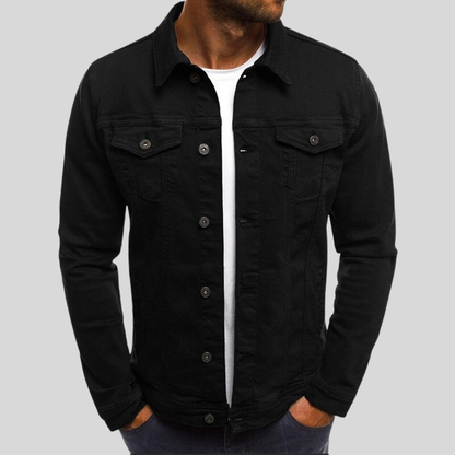 Herr Jeansjacka - Slim Fit - Bröstfickor - Klassisk Knappstängning